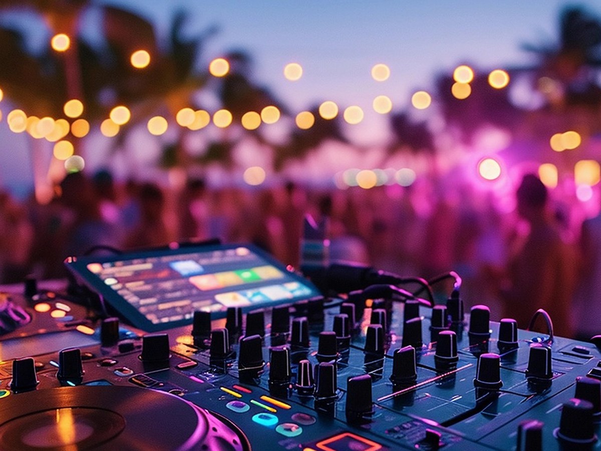 Consolle e mixer audio durante un evento a Bari